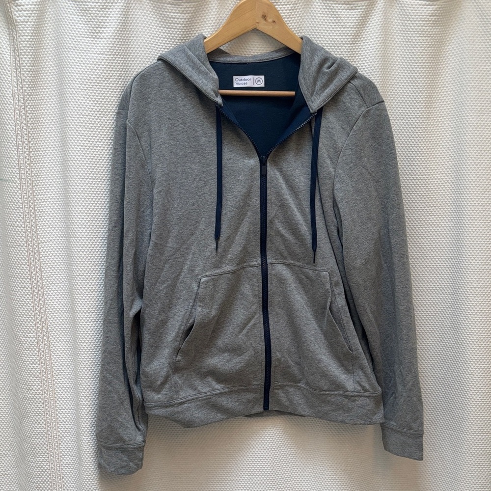 Outdoor Voices Heather Gray Full-Zip Hoodie